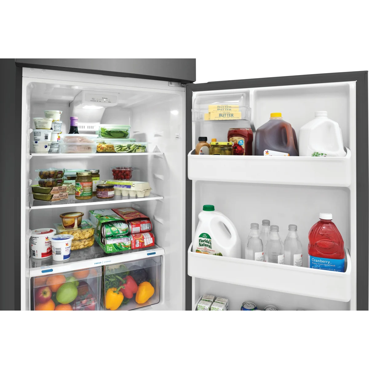 Frigidaire - FFHT1822UV - 28 Inch Top Freezer Refrigerator with 17.6 Cu. Ft. Total Capacity, Adjustable Glass Shelves, Humidity-Controlled Crispers, Gallon Bins, LED Lighting, Ice Maker Ready