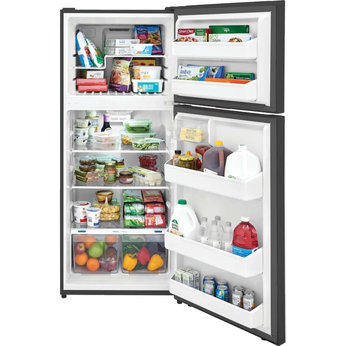 Frigidaire - FFHT1822UV - 28 Inch Top Freezer Refrigerator with 17.6 Cu. Ft. Total Capacity, Adjustable Glass Shelves, Humidity-Controlled Crispers, Gallon Bins, LED Lighting, Ice Maker Ready