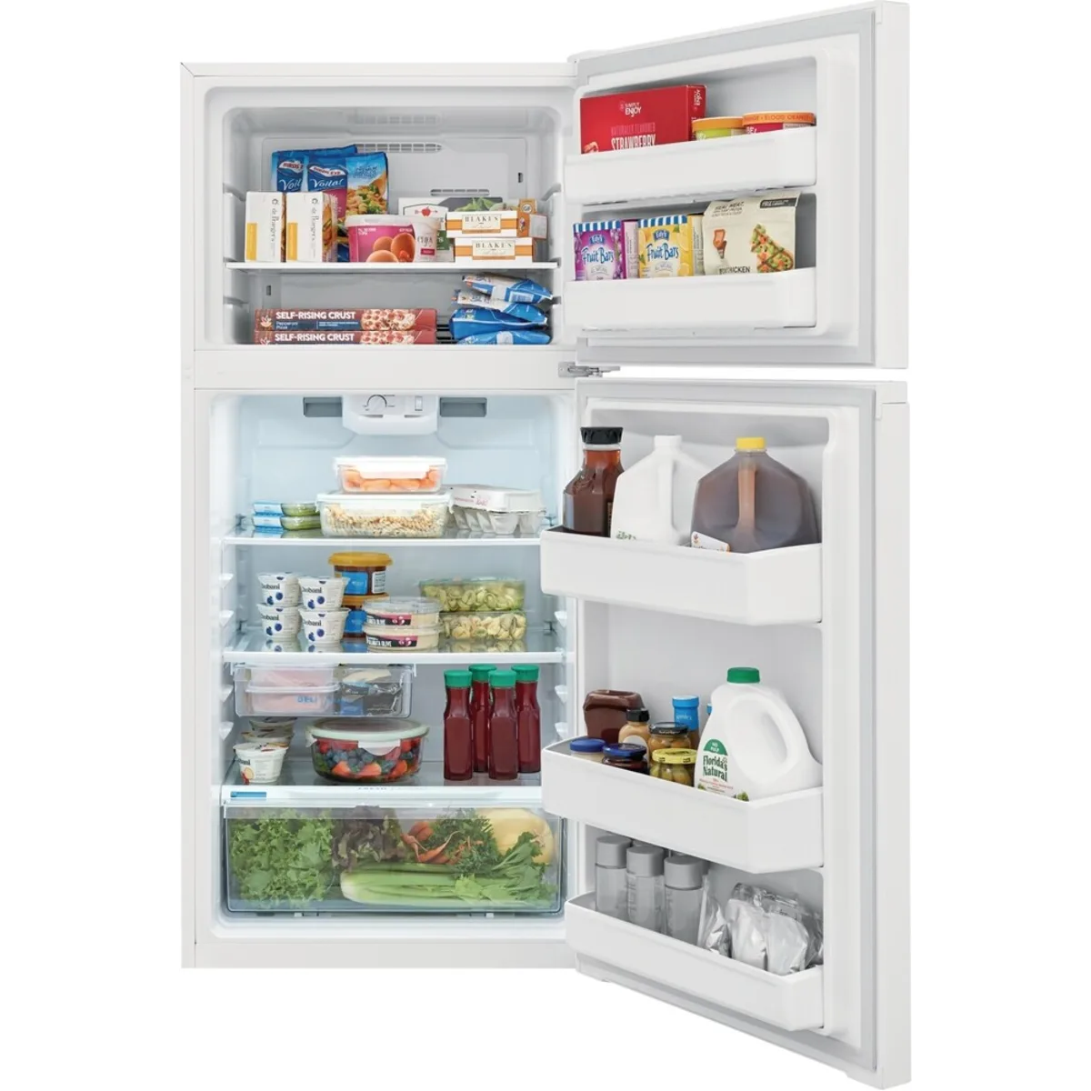 Frigidaire - FFTR1425VW - 28 Inch Top Freezer Refrigerator with 13.9 Cu. Ft. Capacity, EvenTemp Cooling System, Humidity-Controlled Crisper Drawer, Deli Drawer, Auto-Close Door, ADA Compliant, and ENERGY STAR Certified