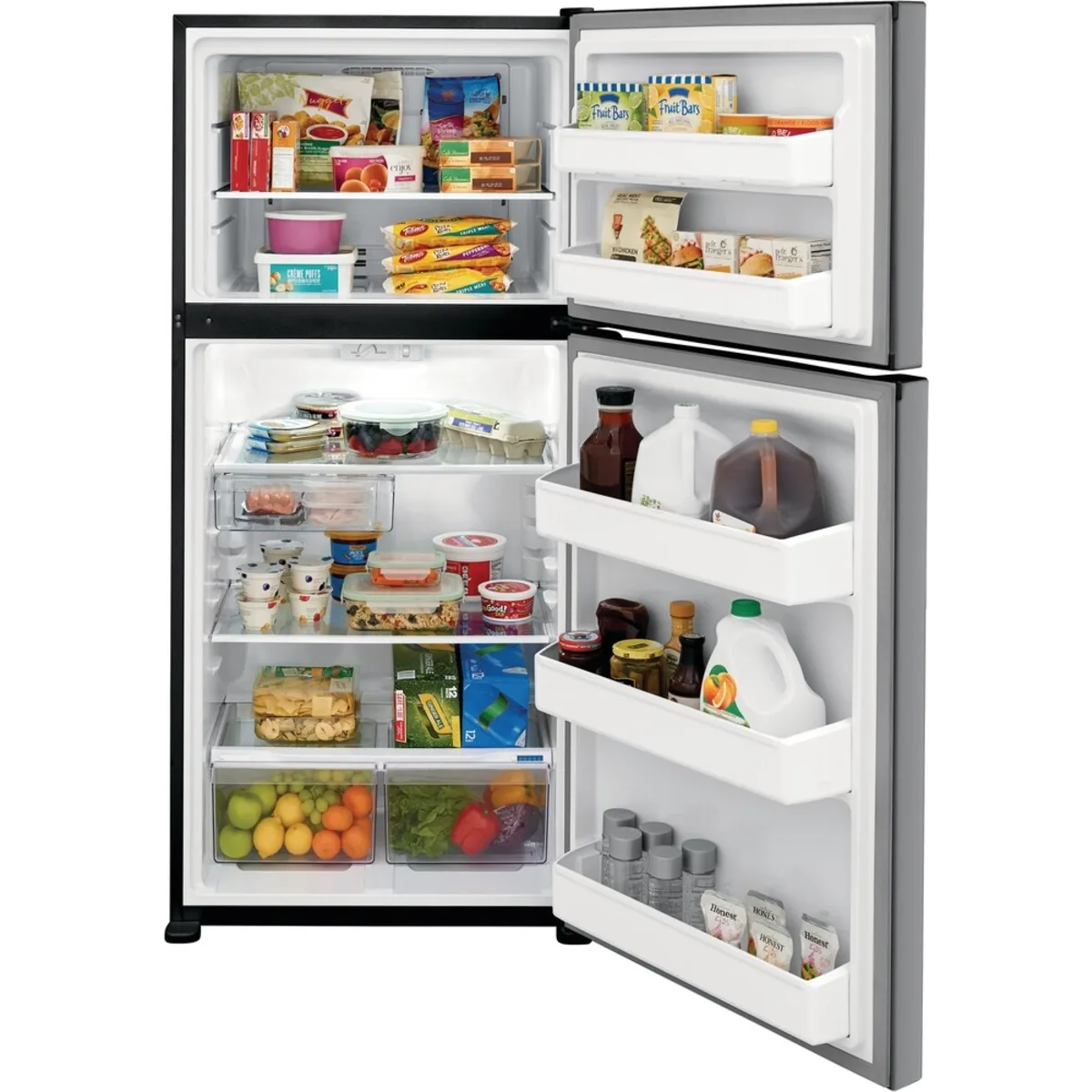 Frigidaire  FFTR1835VS 30 Inch Top Freezer Refrigerator with 18.3 Cu. Ft. Capacity, Adjustable Shelves, Humidity-Controlled Crispers, Half-width Deli Drawer, Gallon Door Bins, Auto-Close Doors, EvenTemp™ Cooling System, and ADA Compliant: Stainless Steel