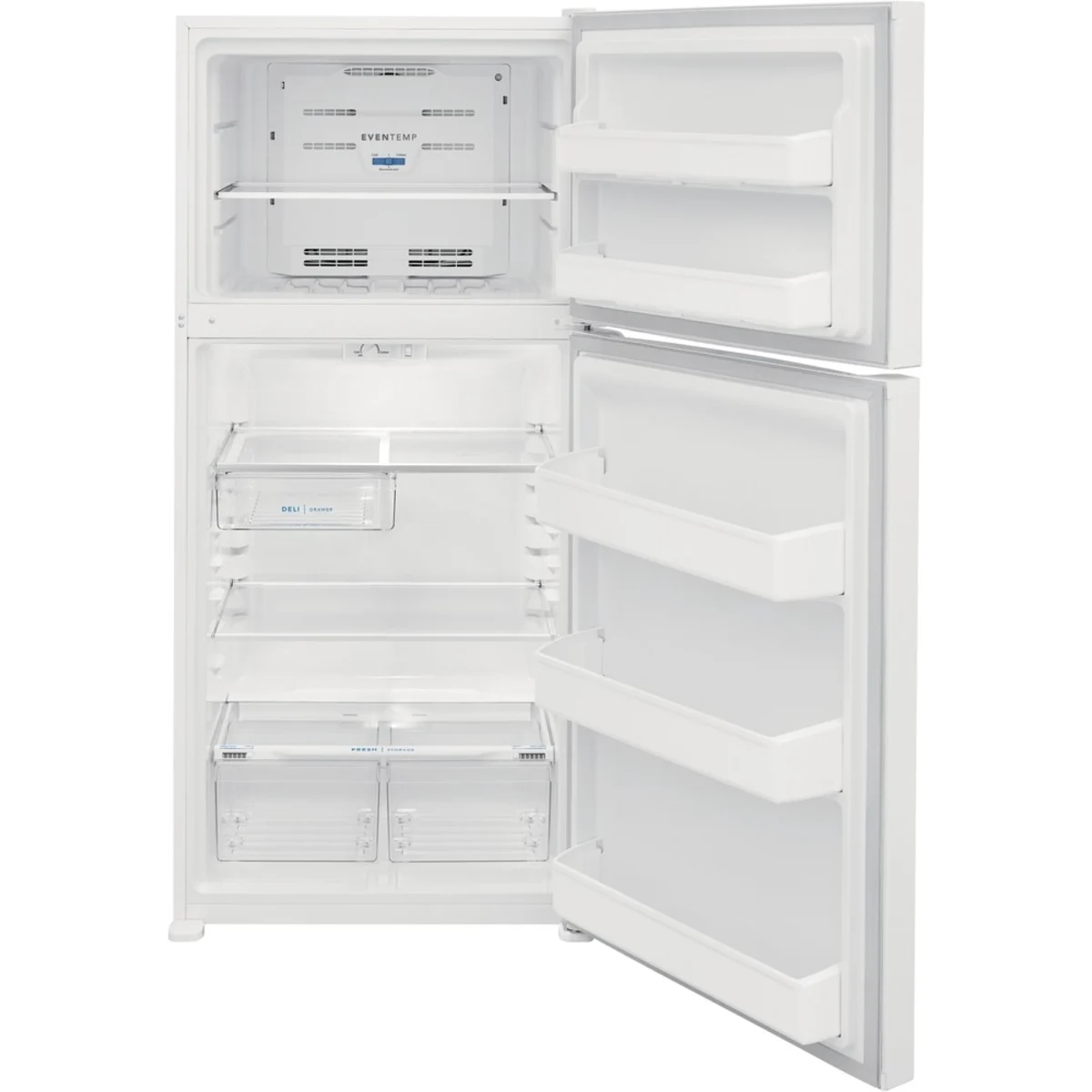 Frigidaire - FFHT1835VW - 30 Inch Top Freezer Refrigerator with 18.3 Cu. Ft. Capacity, Adjustable Shelves, Humidity-Controlled Crispers, Half-width Deli Drawer, Gallon Door Bins, EvenTemp™ Cooling System, ADA Compliant, and ENERGY STAR Certified: White
