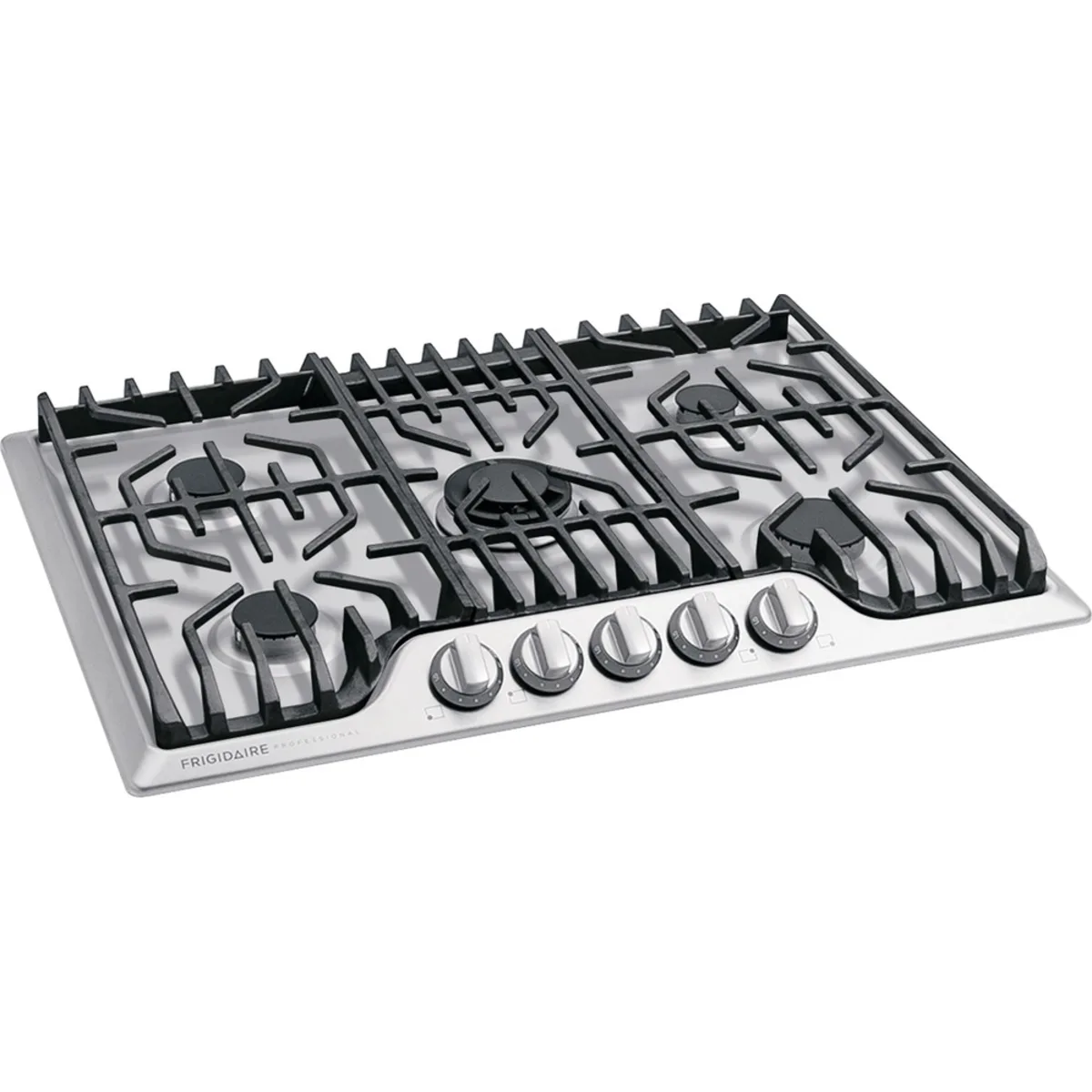 Frigidaire Professional Series - FPGC3077RS - Gas Cooktop with 5 Sealed Burners, Continuous Cast Iron Grates, 18,200 BTU PowerPlus™ Burner, PrecisionPro Control™ Knobs, Removable Griddle, and ADA Compliant Design: 30 Inch