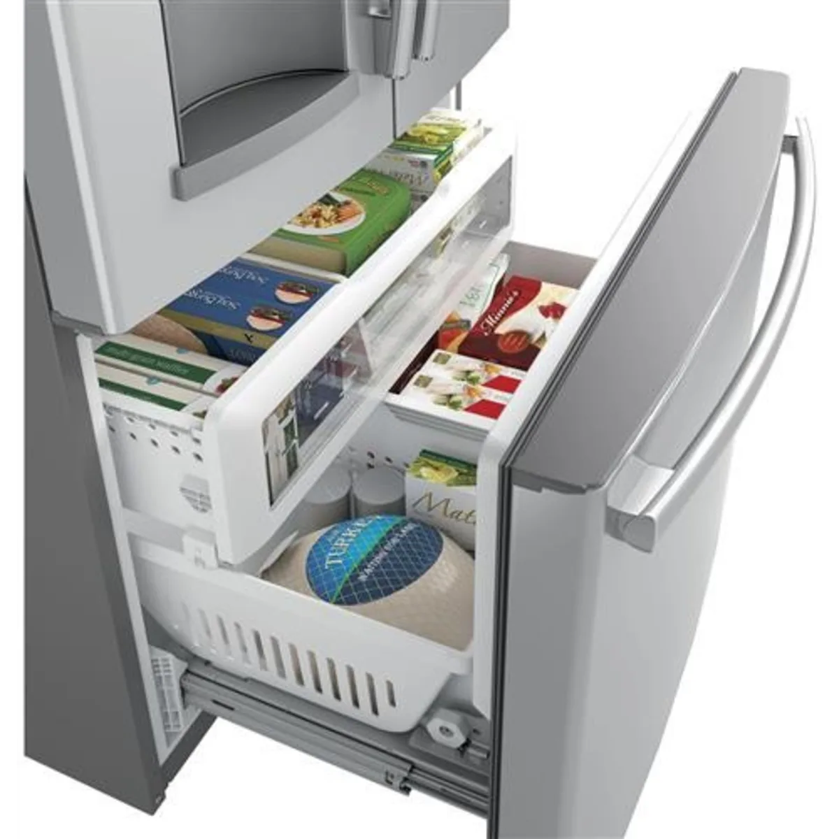 GE - GFE28GYNFS - 36 Inch French Door Refrigerator with 27.7 Cu. Ft. Capacity, TwinChill™, Turbo Cool/Freeze, Showcase LED, Enhanced Shabbos Mode, Ice Maker, Ice & Water Dispenser, Advanced Filtration, ADA Compliant, and ENERGY STAR® Certified
