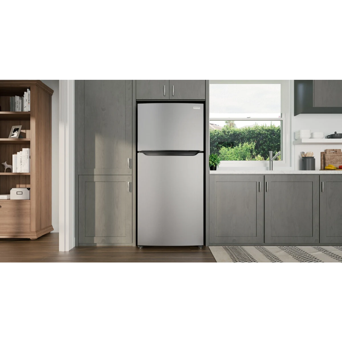Frigidaire  FFTR1835VS 30 Inch Top Freezer Refrigerator with 18.3 Cu. Ft. Capacity, Adjustable Shelves, Humidity-Controlled Crispers, Half-width Deli Drawer, Gallon Door Bins, Auto-Close Doors, EvenTemp™ Cooling System, and ADA Compliant: Stainless Steel