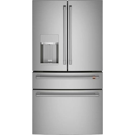 Cafe - CXE22DP2PS1 - 36 Inch Counter Depth 4-Door French Door Smart Refrigerator with 22.3 Cu. Ft. Total Capacity, Hands-Free Autofill, Humidity Control System, Convertible Drawer, Multiflow Air System, Enhanced Shabbos Mode, Wi-Fi Connect