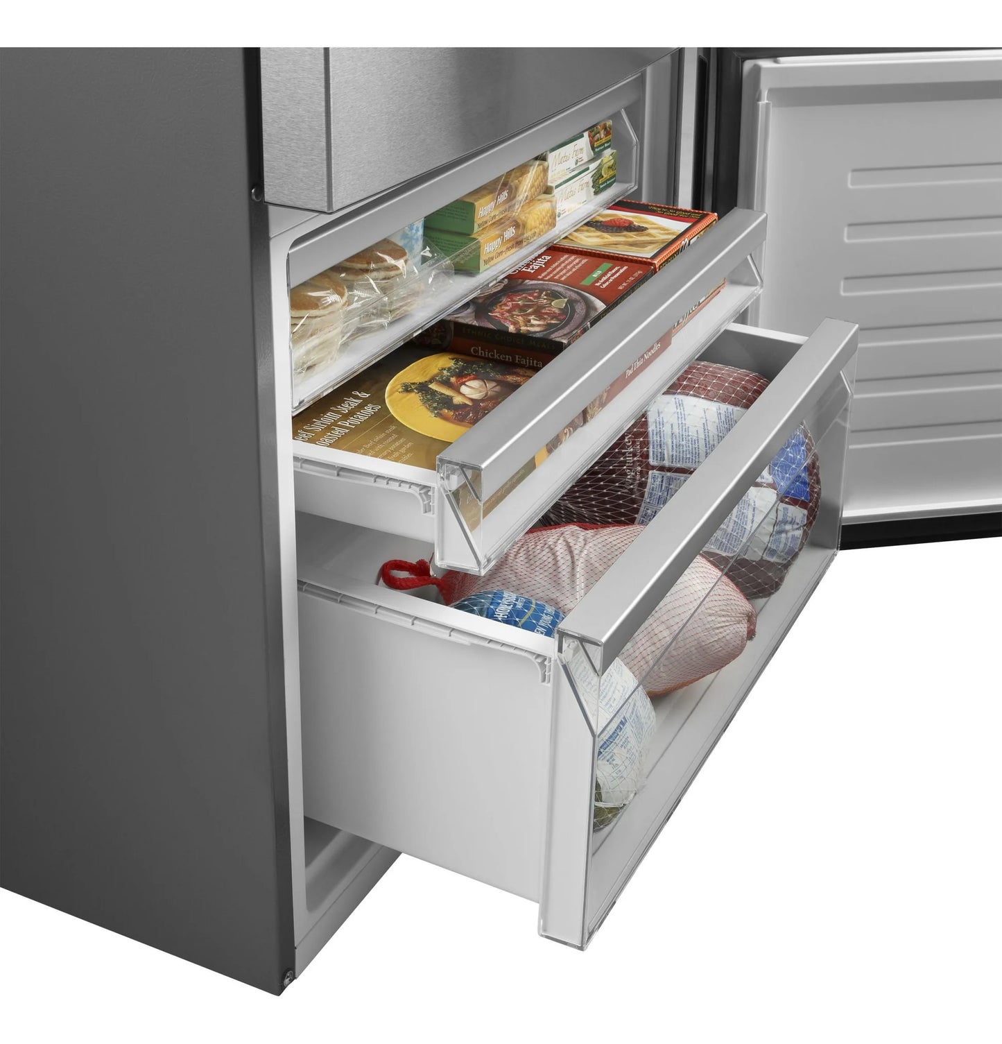 GE -GBE17HYRFS- 17.7 cu. ft. Bottom Freezer Refrigerator in Fingerprint Resistant Stainless Steel, Counter Depth