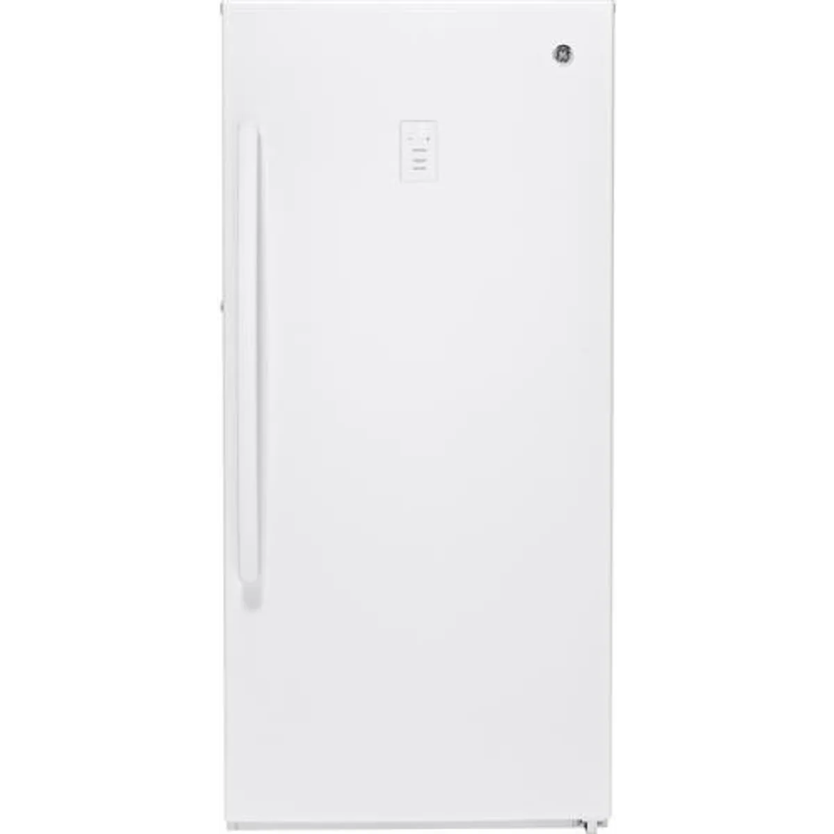 GE - FUF14SMRWW - 28 Inch Freestanding Upright Freezer with 14.1 cu. ft. Capacity, Turbo Freeze, Lock and Key, Audible Temperature Alarm, Electronic Temperature Control, Garage Ready and LED Interior Lighting