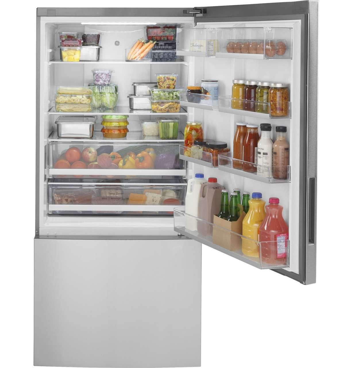 GE -GBE17HYRFS- 17.7 cu. ft. Bottom Freezer Refrigerator in Fingerprint Resistant Stainless Steel, Counter Depth