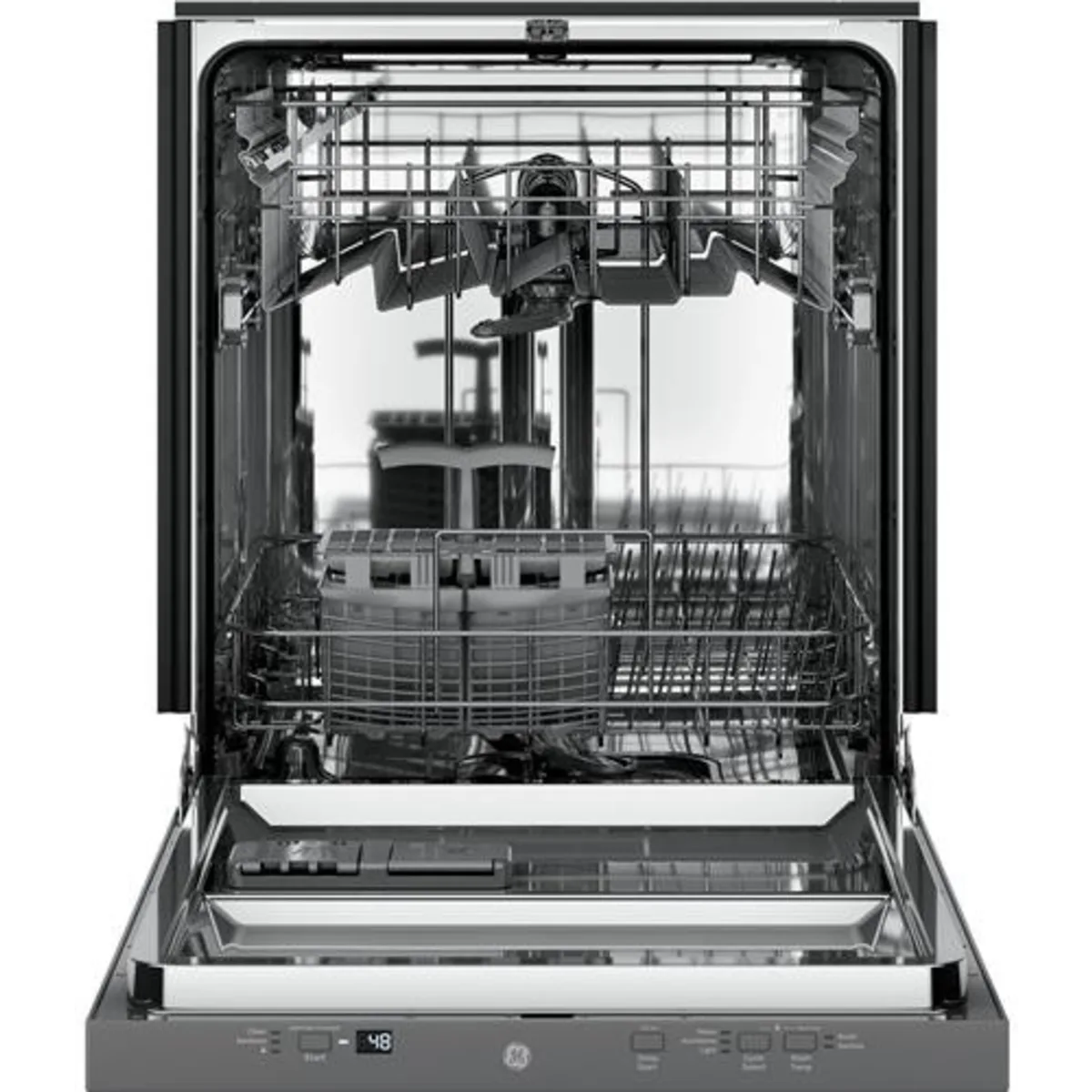 GE - GDT225SSLSS - 24 Inch Fully Integrated Dishwasher with 12 Place Settings, 3-Level Wash, Autosense Cycle, Piranha™ Hard Food Disposer, Sanitize Option, Child Lock, 51 dBA Silence Rating, ADA Compliant, ENERGY STAR® and NSF Certified: Stainless Steel