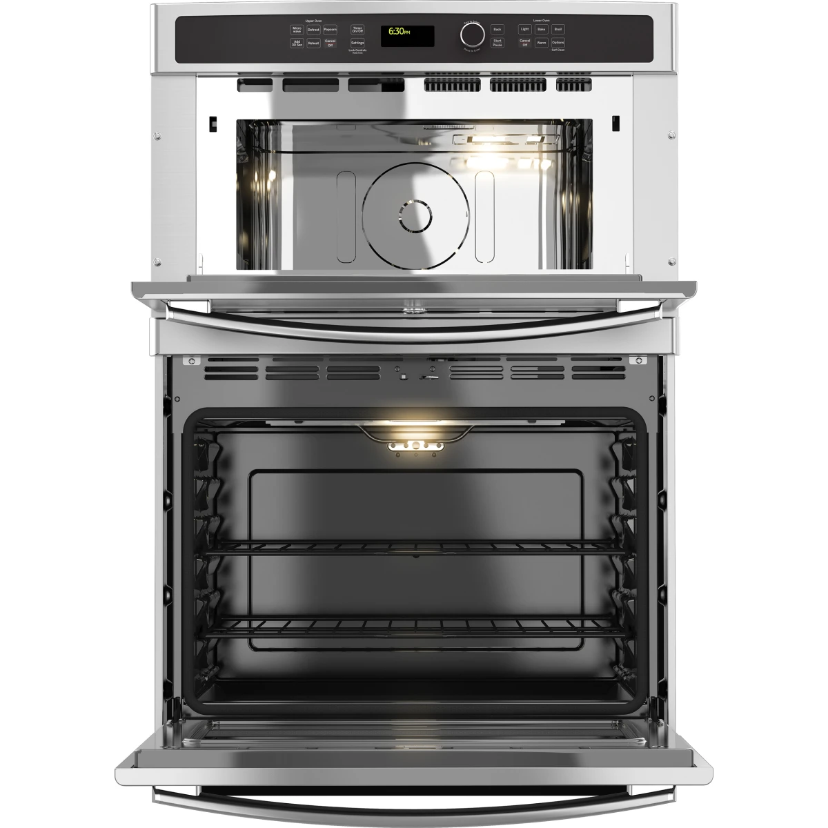 GE - JT3800SHSS - 30 Inch Combination Wall Oven with Sensor Cooking, Self-Clean with Steam, Eight-Pass Broil Element, Glass Touch Controls, 5.0 cu. ft. Oven Capacity, 1.7 cu. ft. Microwave Capacity, and GE Fits! Guarantee: Stainless Steel