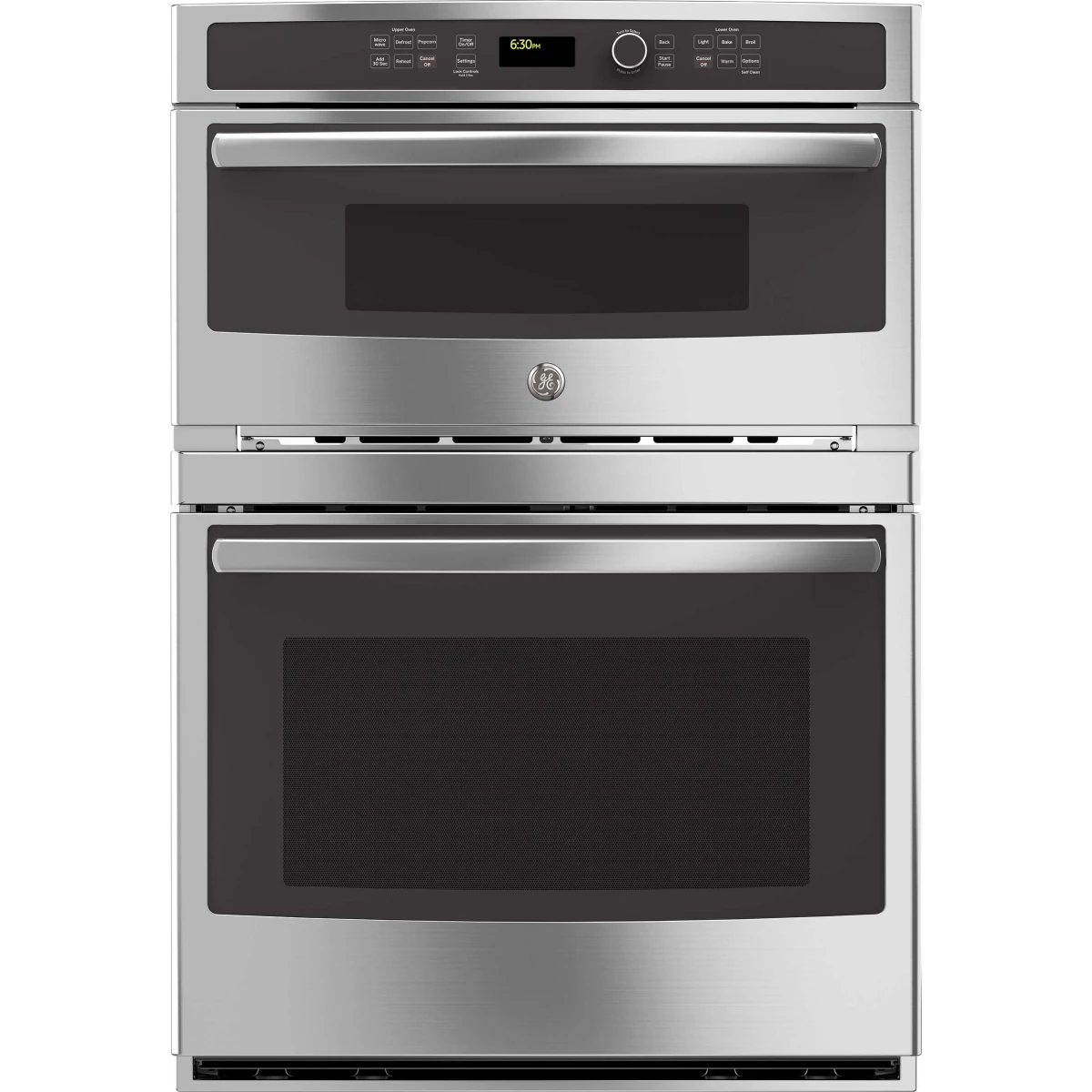 GE - JT3800SHSS - 30 Inch Combination Wall Oven with Sensor Cooking, Self-Clean with Steam, Eight-Pass Broil Element, Glass Touch Controls, 5.0 cu. ft. Oven Capacity, 1.7 cu. ft. Microwave Capacity, and GE Fits! Guarantee: Stainless Steel