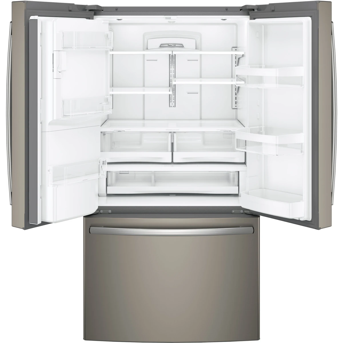 GE -  GFE28GMKES - 36 Inch French Door Refrigerator with 27.7 Cu. Ft. Capacity, TwinChill™, Turbo Cool/Freeze, Showcase LED, Enhanced Shabbos Mode, Ice Maker, Ice & Water Dispenser, Advanced Filtration, ADA Compliant