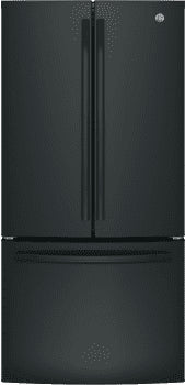 GE - GNE25JGKBB - 33 Inch French Door Refrigerator with 24.7 Cu. Ft. Capacity, Quick Space Shelf, Turbo Cool, LED Lighting, Icemaker, Enhanced Shabbos Mode Capable, Internal Water Dispenser, Water Filtration, and ENERGY STAR® Qualified: Black