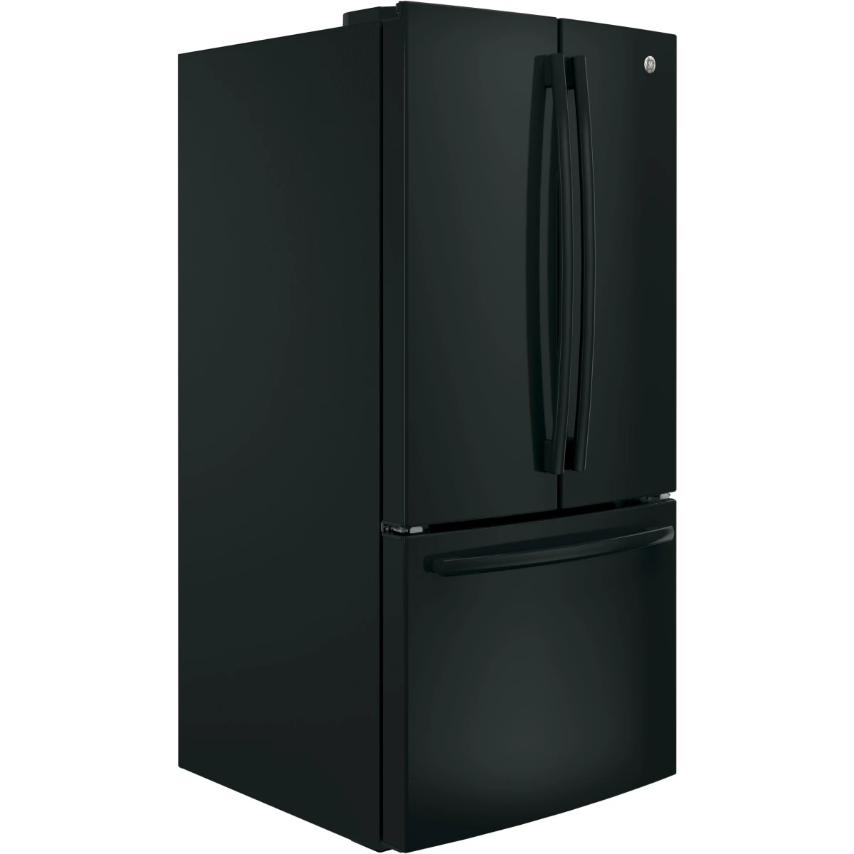 GE - GNE25JGKBB - 33 Inch French Door Refrigerator with 24.7 Cu. Ft. Capacity, Quick Space Shelf, Turbo Cool, LED Lighting, Icemaker, Enhanced Shabbos Mode Capable, Internal Water Dispenser, Water Filtration, and ENERGY STAR® Qualified: Black