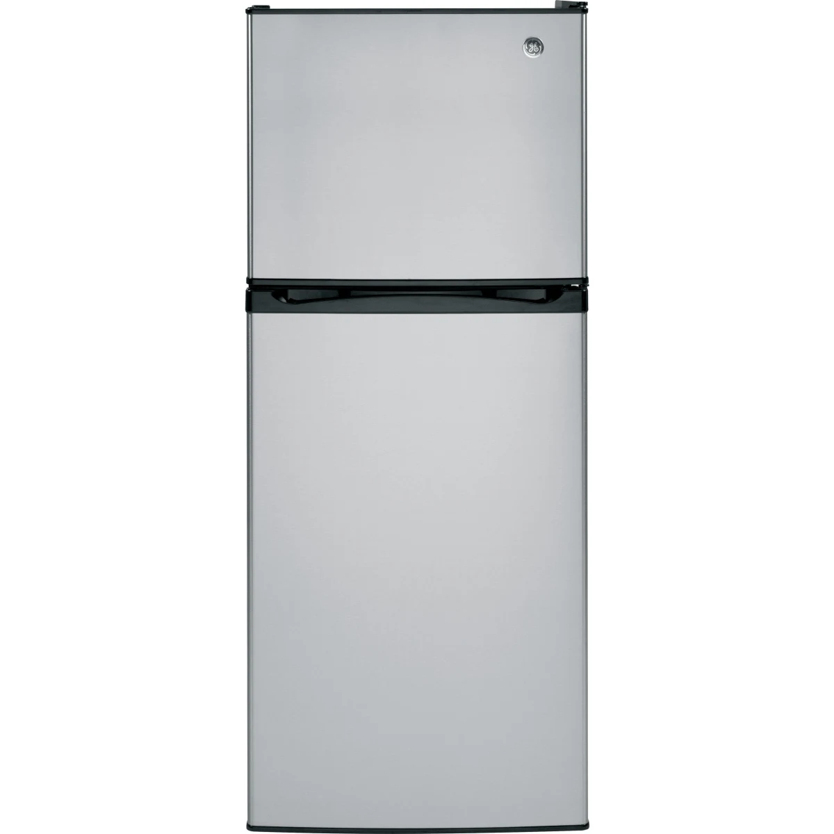 GE - GPE12FSKSB - 24 Inch Top-Freezer Refrigerator with 11.6 cu. ft. Capacity, LED Interior Lighting, Electronic Temperature Controls, 2 Shelves, 2 Drawers, 3 Door Bins, ADA Compliant and Energy Star Qualified: Stainless Steel