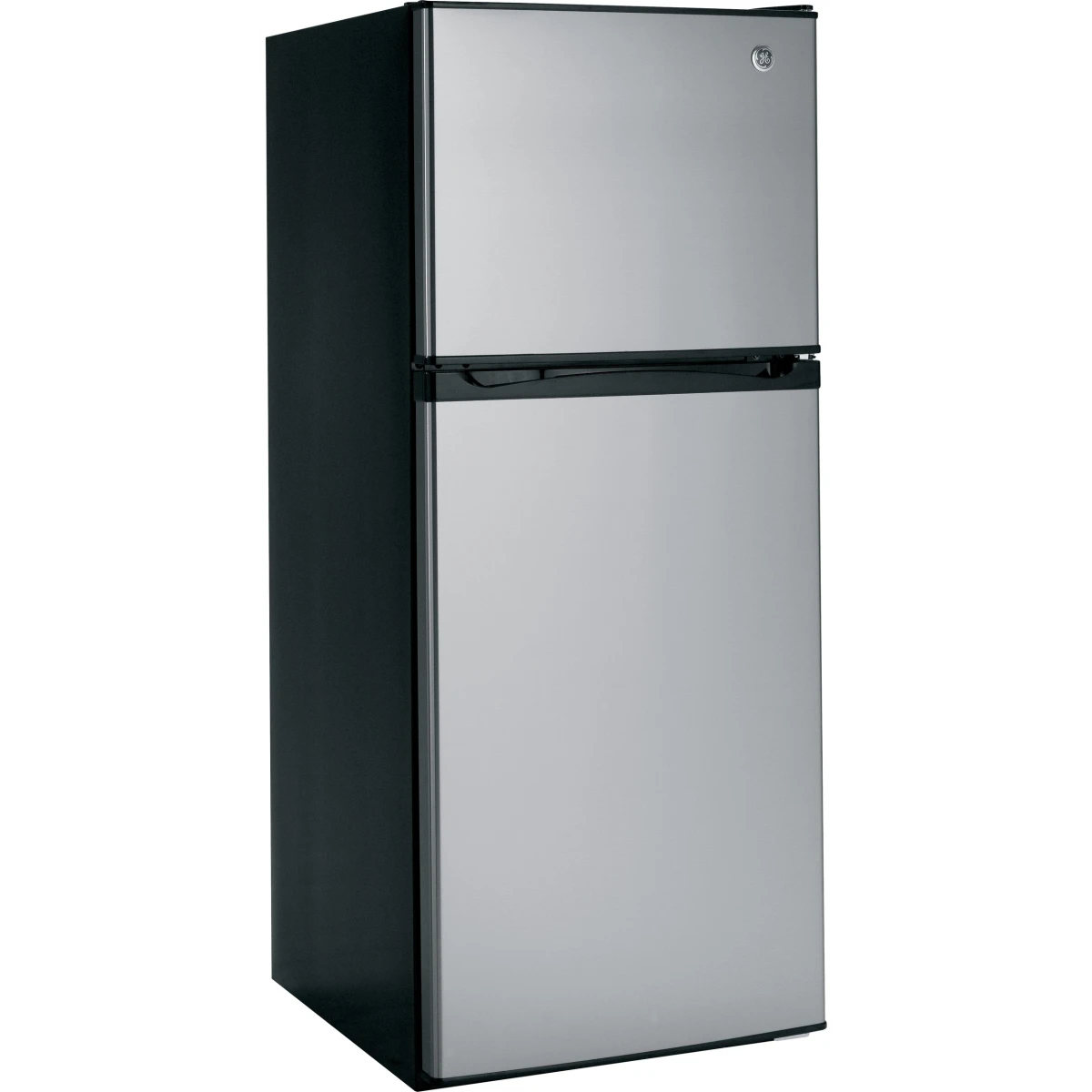 GE - GPE12FSKSB - 24 Inch Top-Freezer Refrigerator with 11.6 cu. ft. Capacity, LED Interior Lighting, Electronic Temperature Controls, 2 Shelves, 2 Drawers, 3 Door Bins, ADA Compliant and Energy Star Qualified: Stainless Steel