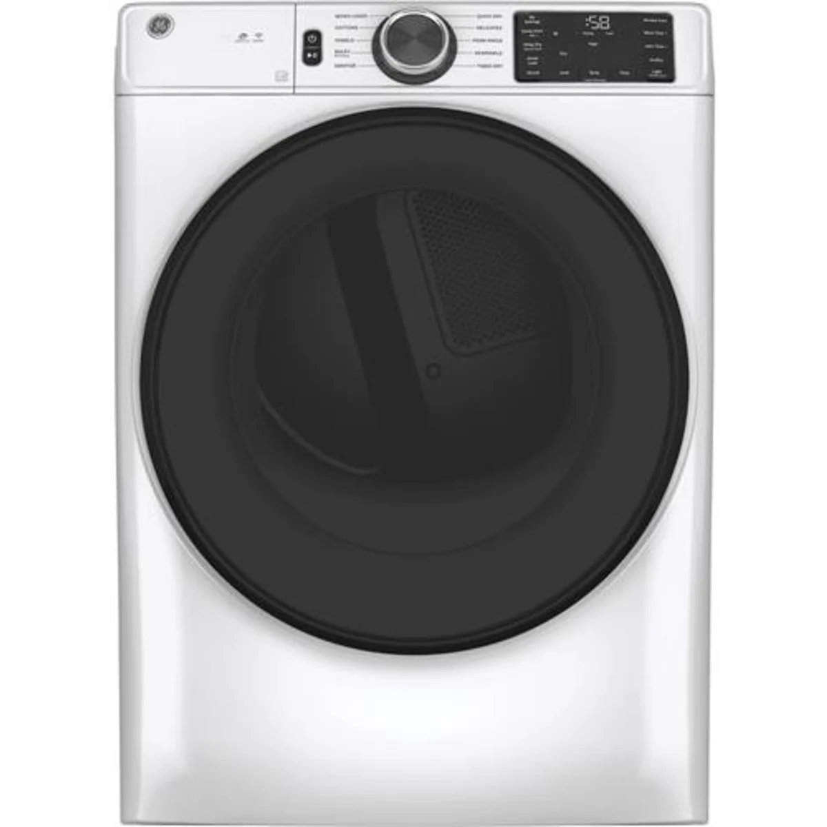 GE - GFD55GSSNWW - 28 Inch Gas Smart Dryer with 7.8 Cu. Ft. Capacity, Wi-Fi, 10 Dryer Programs, Sensor Dry, Sanitize, Quick Dry, Delay Dry, Wrinkle Care, ADA Compliant, and Energy Star®: White