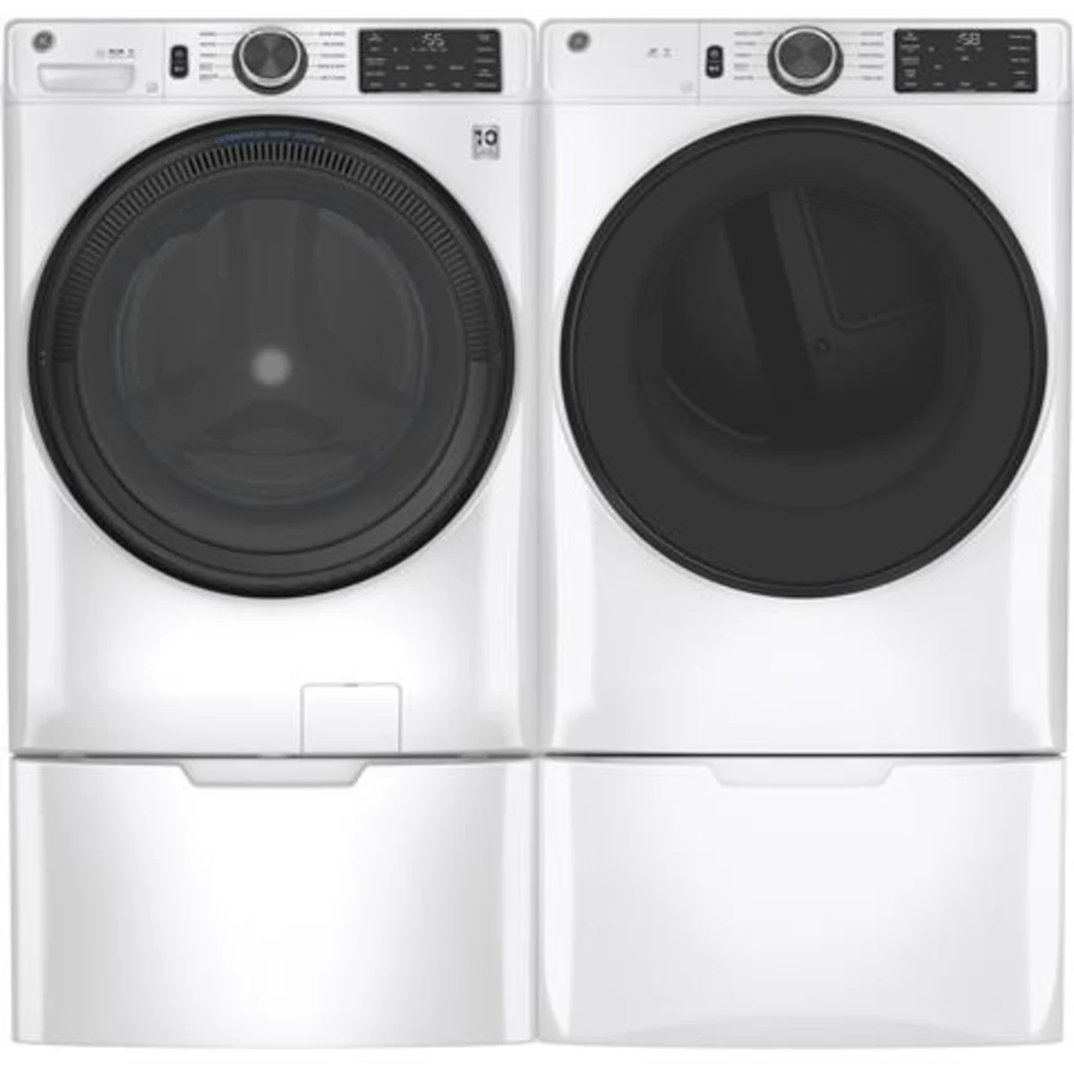 GE - GFD55GSSNWW - 28 Inch Gas Smart Dryer with 7.8 Cu. Ft. Capacity, Wi-Fi, 10 Dryer Programs, Sensor Dry, Sanitize, Quick Dry, Delay Dry, Wrinkle Care, ADA Compliant, and Energy Star®: White