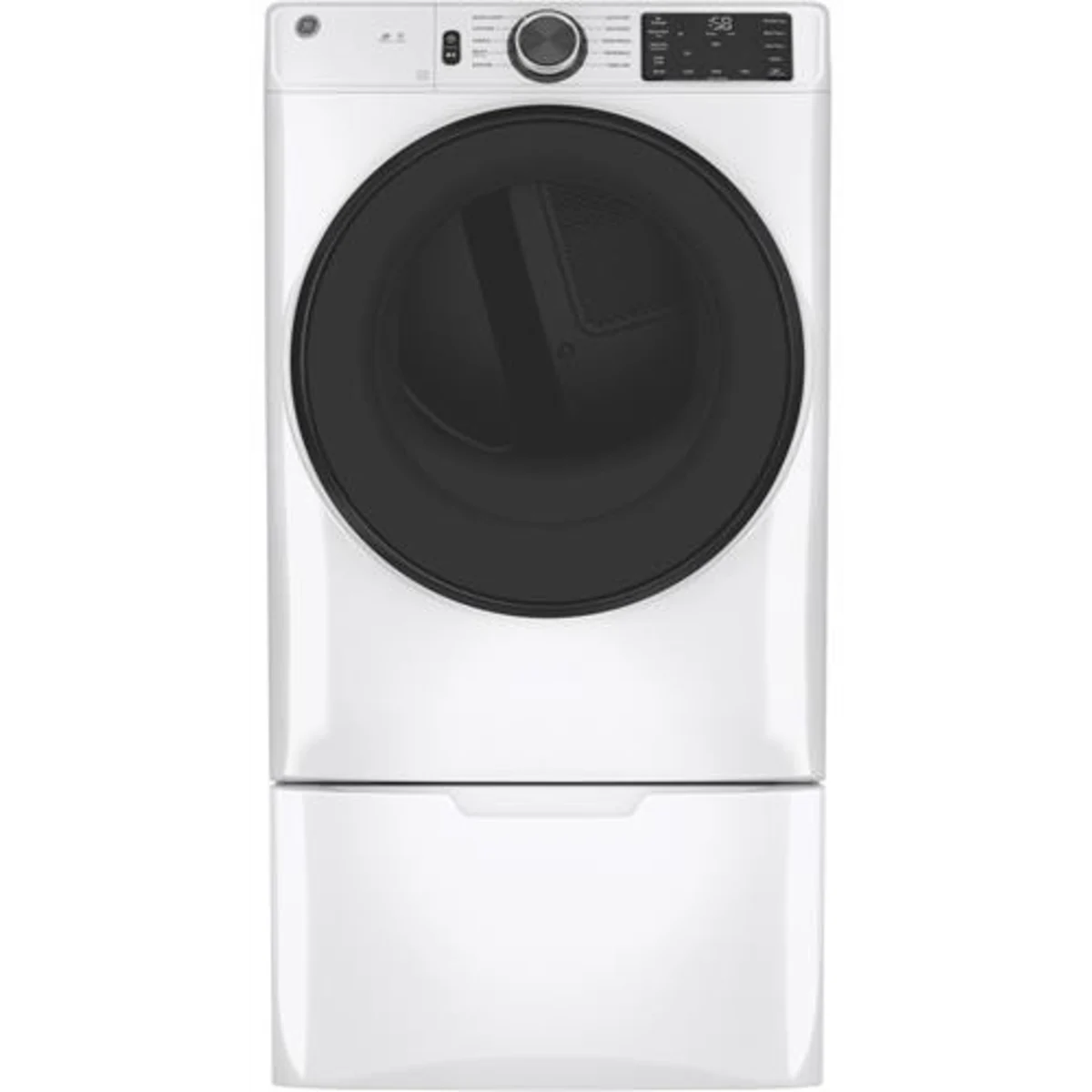 GE - GFD55GSSNWW - 28 Inch Gas Smart Dryer with 7.8 Cu. Ft. Capacity, Wi-Fi, 10 Dryer Programs, Sensor Dry, Sanitize, Quick Dry, Delay Dry, Wrinkle Care, ADA Compliant, and Energy Star®: White