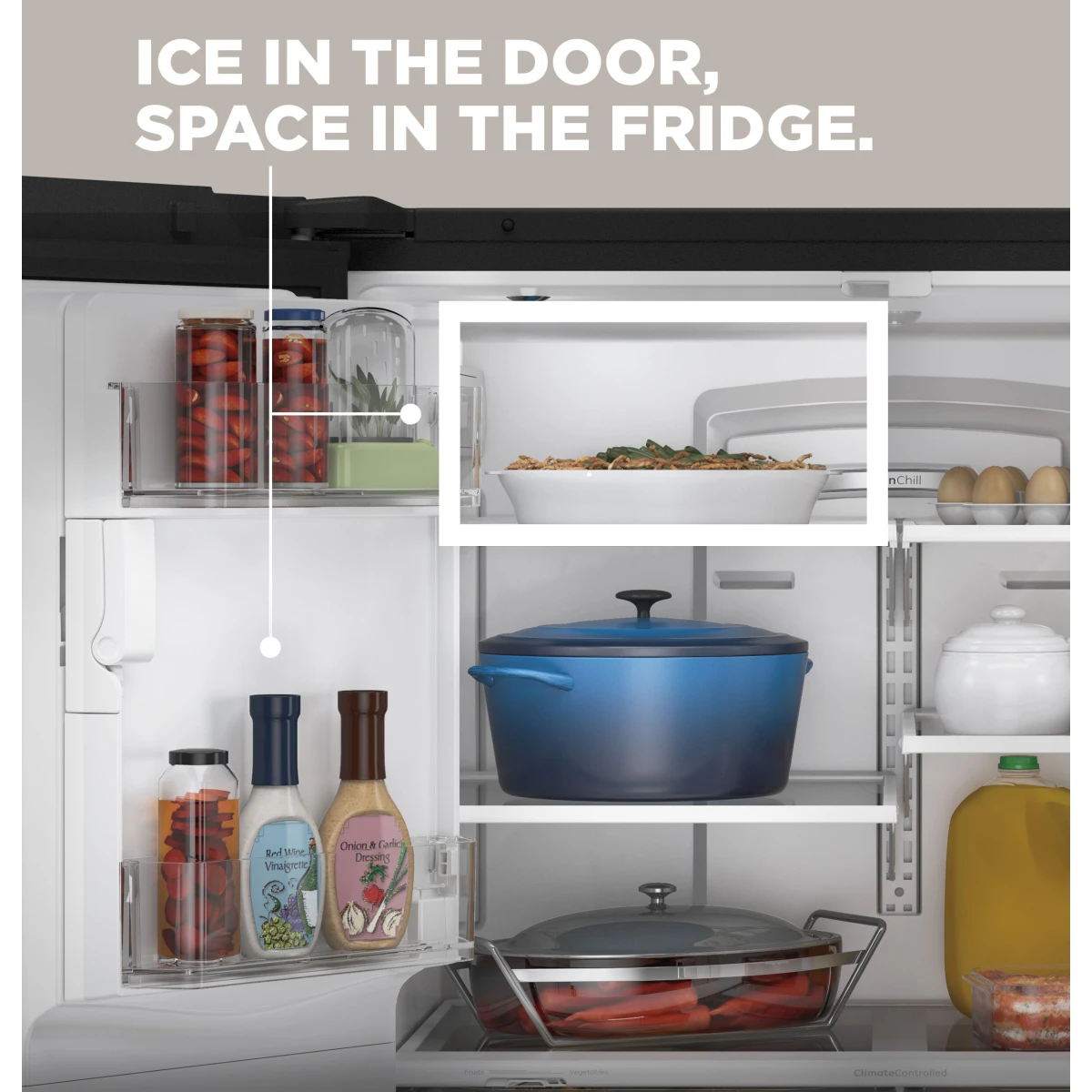 GE -  GFE28GMKES - 36 Inch French Door Refrigerator with 27.7 Cu. Ft. Capacity, TwinChill™, Turbo Cool/Freeze, Showcase LED, Enhanced Shabbos Mode, Ice Maker, Ice & Water Dispenser, Advanced Filtration, ADA Compliant