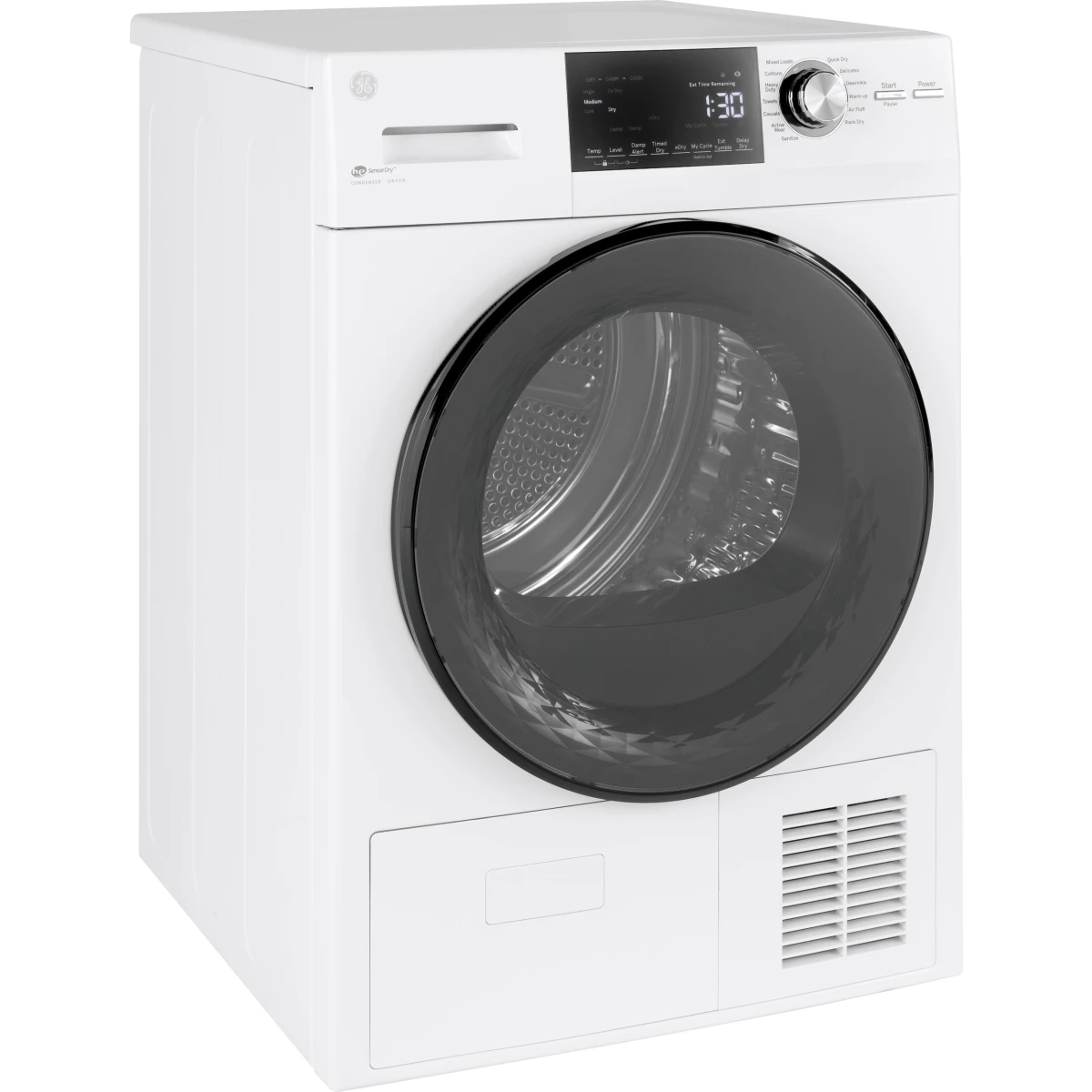 GE - GFT14ESSMWW - 24 Inch Electric Dryer with 4.1 Cu. Ft. Capacity, Damp Dry Signal, 13 Dryer Programs, Sensor Dry™, Sanitize, Delay Dry, and ENERGY STAR® Qualified