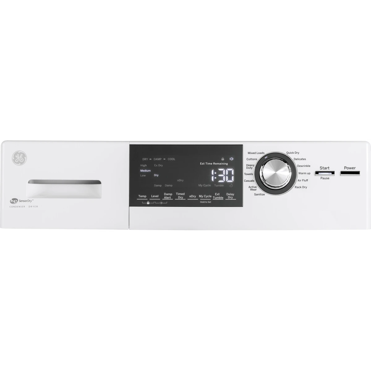 GE - GFT14ESSMWW - 24 Inch Electric Dryer with 4.1 Cu. Ft. Capacity, Damp Dry Signal, 13 Dryer Programs, Sensor Dry™, Sanitize, Delay Dry, and ENERGY STAR® Qualified