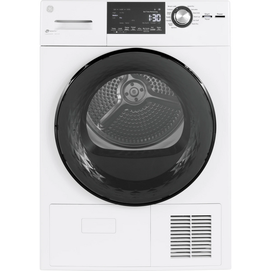 GE - GFT14ESSMWW - 24 Inch Electric Dryer with 4.1 Cu. Ft. Capacity, Damp Dry Signal, 13 Dryer Programs, Sensor Dry™, Sanitize, Delay Dry, and ENERGY STAR® Qualified
