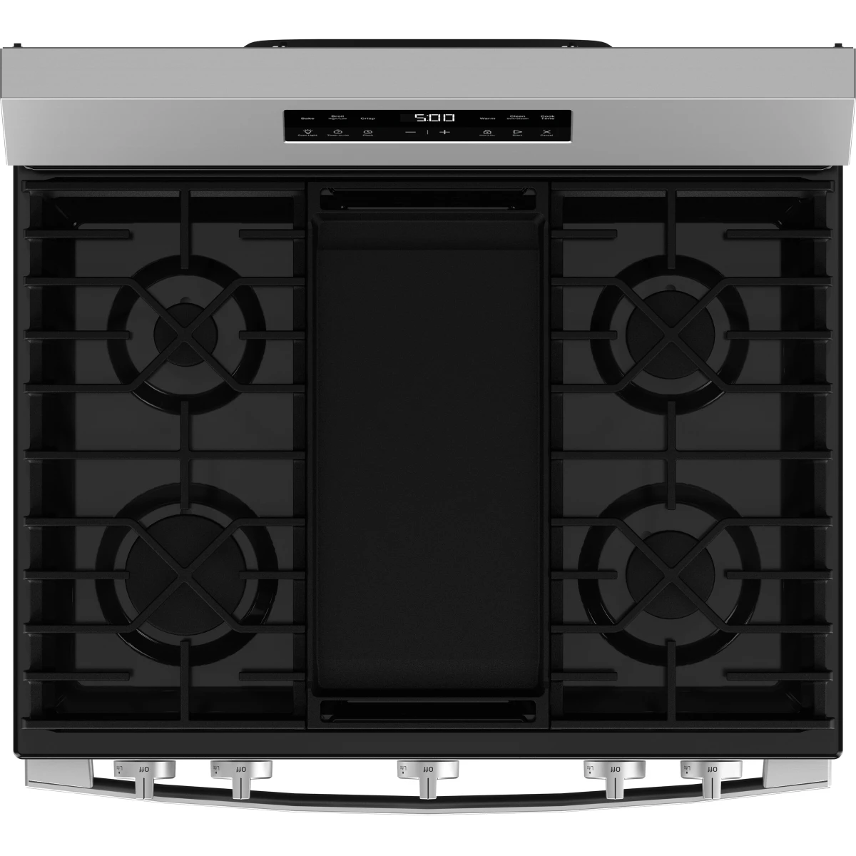 GE 500 Series - GGF500PVSS - 30 Inch Freestanding Gas Range with 5 Sealed Burners, 5.3 cu. ft. Oven Capacity, Power Boil™ Burner, Griddle, Storage Drawer, Express Preheat, Enhanced Shabbos Mode, and Self & Steam Clean: Stainless Steel