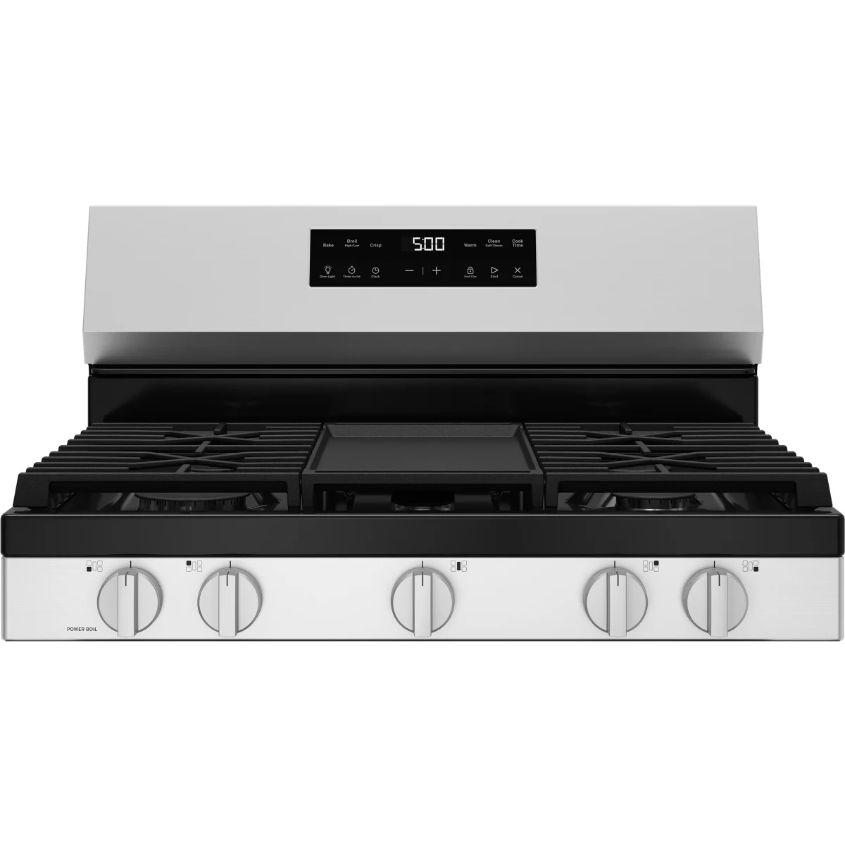 GE 500 Series - GGF500PVSS - 30 Inch Freestanding Gas Range with 5 Sealed Burners, 5.3 cu. ft. Oven Capacity, Power Boil™ Burner, Griddle, Storage Drawer, Express Preheat, Enhanced Shabbos Mode, and Self & Steam Clean: Stainless Steel