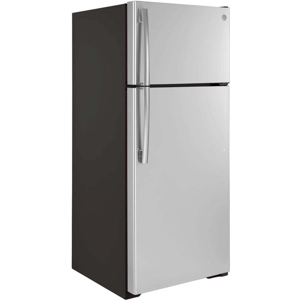 GE - GIE18GSNRSS - 28 Inch Top Freezer Refrigerator with 17.5 Cu. Ft. Capacity, Reversible Hinges, Gallon Door Shelves, Adjustable Full-Width Glass Shelves, Ice Maker, Deli Drawer, Sabbath Mode, and Energy Star Certified: Stainless Steel