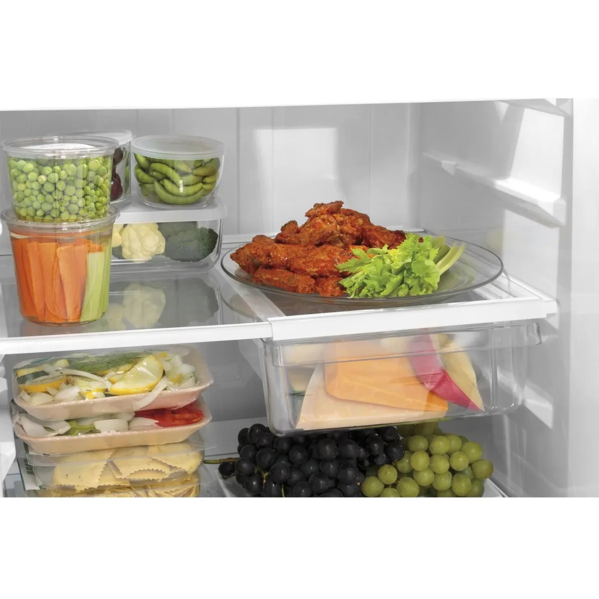 GE - GIE18GSNRSS - 28 Inch Top Freezer Refrigerator with 17.5 Cu. Ft. Capacity, Reversible Hinges, Gallon Door Shelves, Adjustable Full-Width Glass Shelves, Ice Maker, Deli Drawer, Sabbath Mode, and Energy Star Certified: Stainless Steel