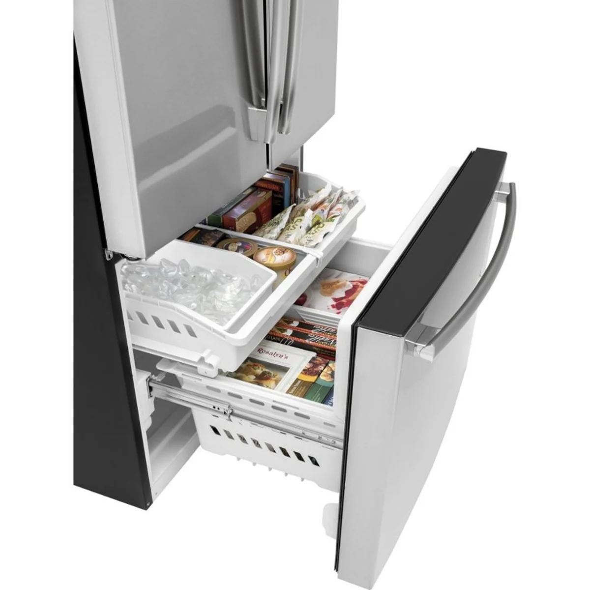 GE - GNE27JYMFS - 36 Inch French Door Refrigerator with 27 cu. ft. Capacity, Quick Space Shelf, Deli Drawer, LED Lighting, Ice Maker, Enhanced Shabbos Mode Capable, Internal Water Dispenser, and ENERGY STAR® Qualified