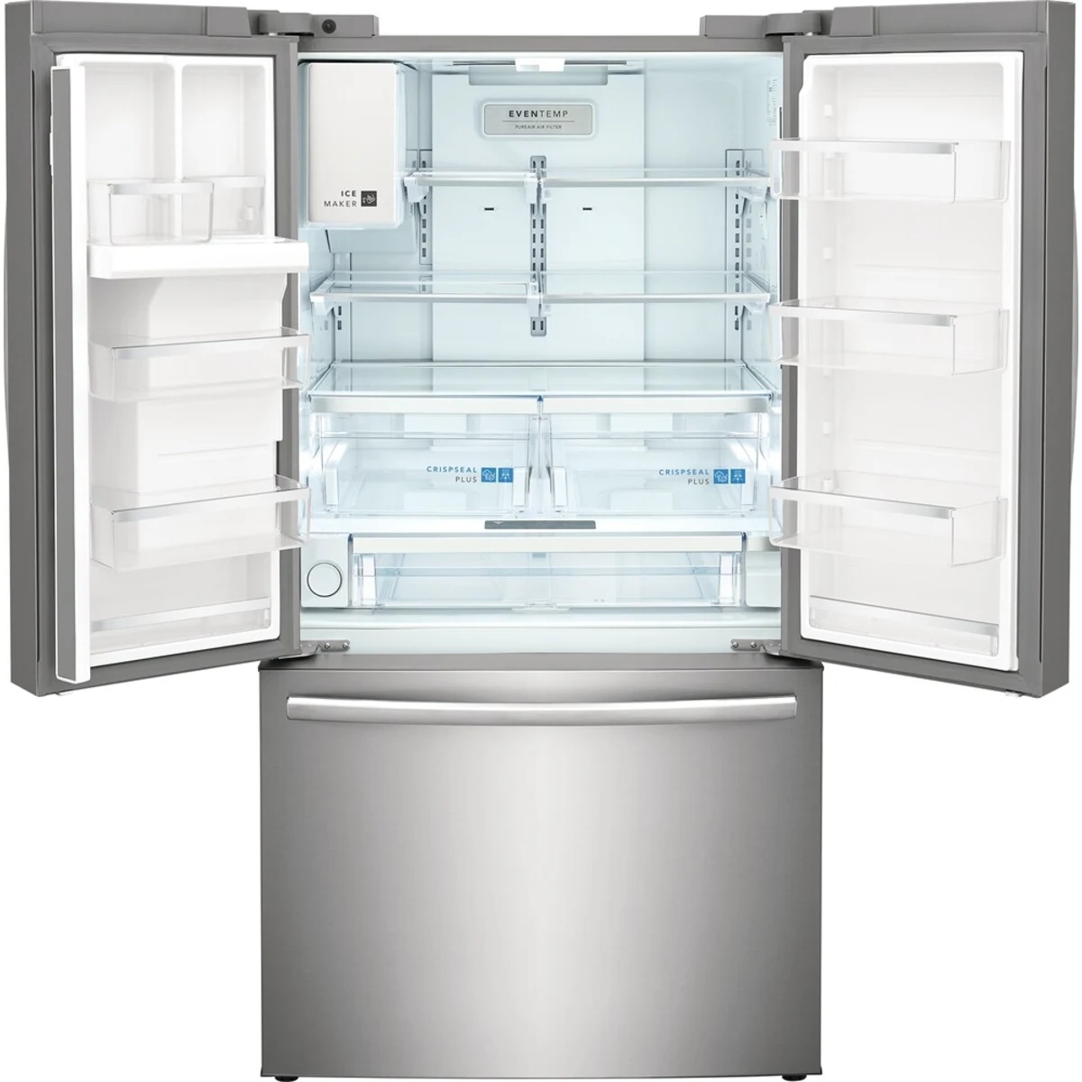 Frigidaire - GRFS2853AF - 36 Inch French Door Refrigerator with 27.8 Cu.Ft. Capacity, EvenTemp™ Cooling System, Adjustable Temp Drawer, Gallon Door bins, Crispers, Door Alarm, Dual Ice Maker, PurePour™