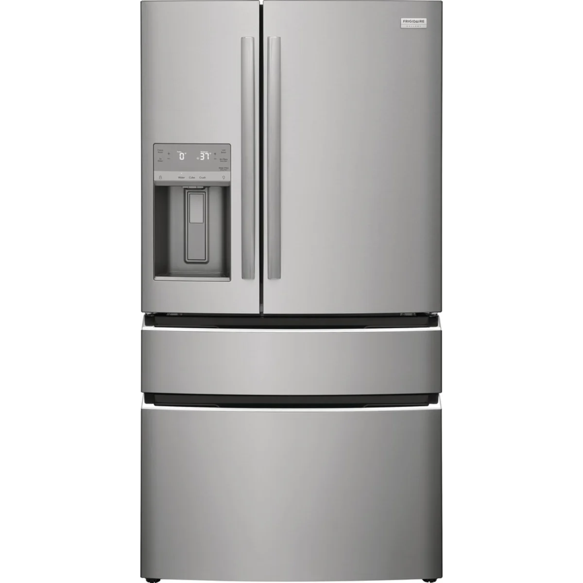 Frigidaire Gallery Series - GRMS2773AF - 36 Inch Freestanding French Door Refrigerator with 26.3 cu. ft. Total Capacity, 3 Glass Shelves, Custom-Flex® Drawer, Gallon Bins, and External Ice/Water Dispenser