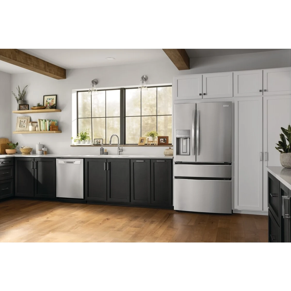 Frigidaire Gallery Series - GRMS2773AF - 36 Inch Freestanding French Door Refrigerator with 26.3 cu. ft. Total Capacity, 3 Glass Shelves, Custom-Flex® Drawer, Gallon Bins, and External Ice/Water Dispenser