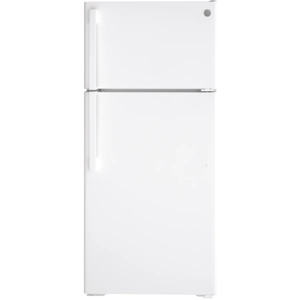 GE - GTS17DTNRWW - 28 Inch Top Freezer Refrigerator with 16.6 Cu. Ft. Capacity, LED Lighting, Adjustable Wire Shelves, Full-Width Door Shelves, Reversible Hinges, Frost-Free, ADA Compliant, Sabbath Mode, and ADA Compliant: White