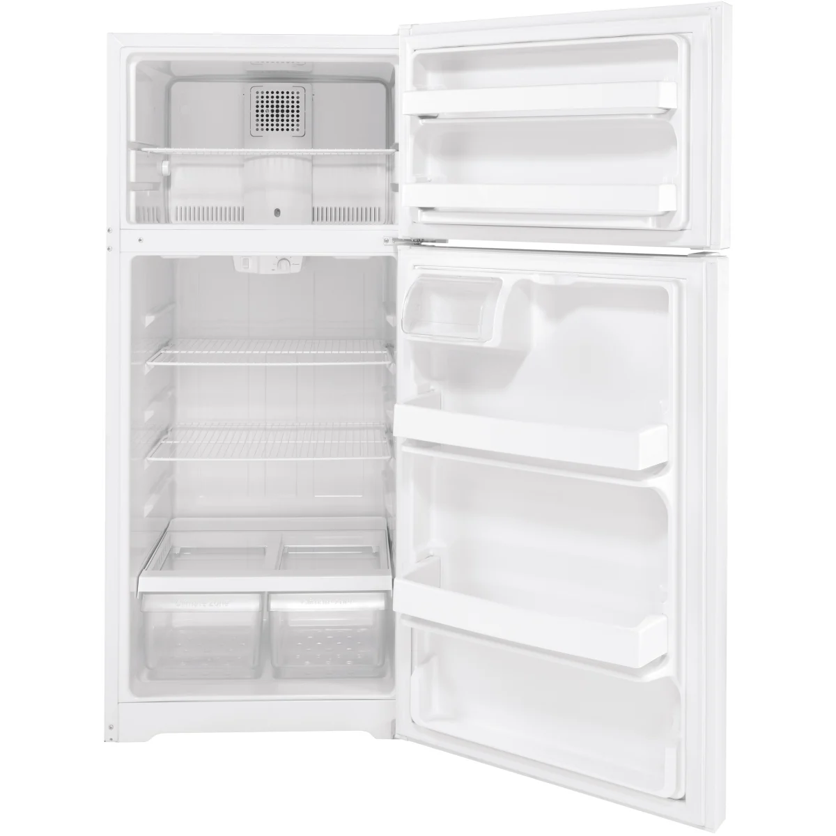 GE - GTS17DTNRWW - 28 Inch Top Freezer Refrigerator with 16.6 Cu. Ft. Capacity, LED Lighting, Adjustable Wire Shelves, Full-Width Door Shelves, Reversible Hinges, Frost-Free, ADA Compliant, Sabbath Mode, and ADA Compliant: White