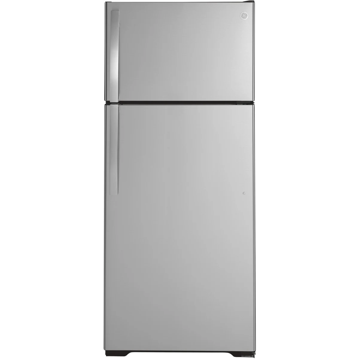 GE - GTS18HYNRFS - 28 Inch Top Freezer Refrigerator with 17.5 Cu. Ft. Capacity, Edge-To-Edge Glass Shelves, Sliding Deli Drawer, Gallon Door Bin, Dairy Compartment, LED Lighting, Upfront Temperature Controls, Sabbath Mode, Frost Free, and Icemaker-Ready