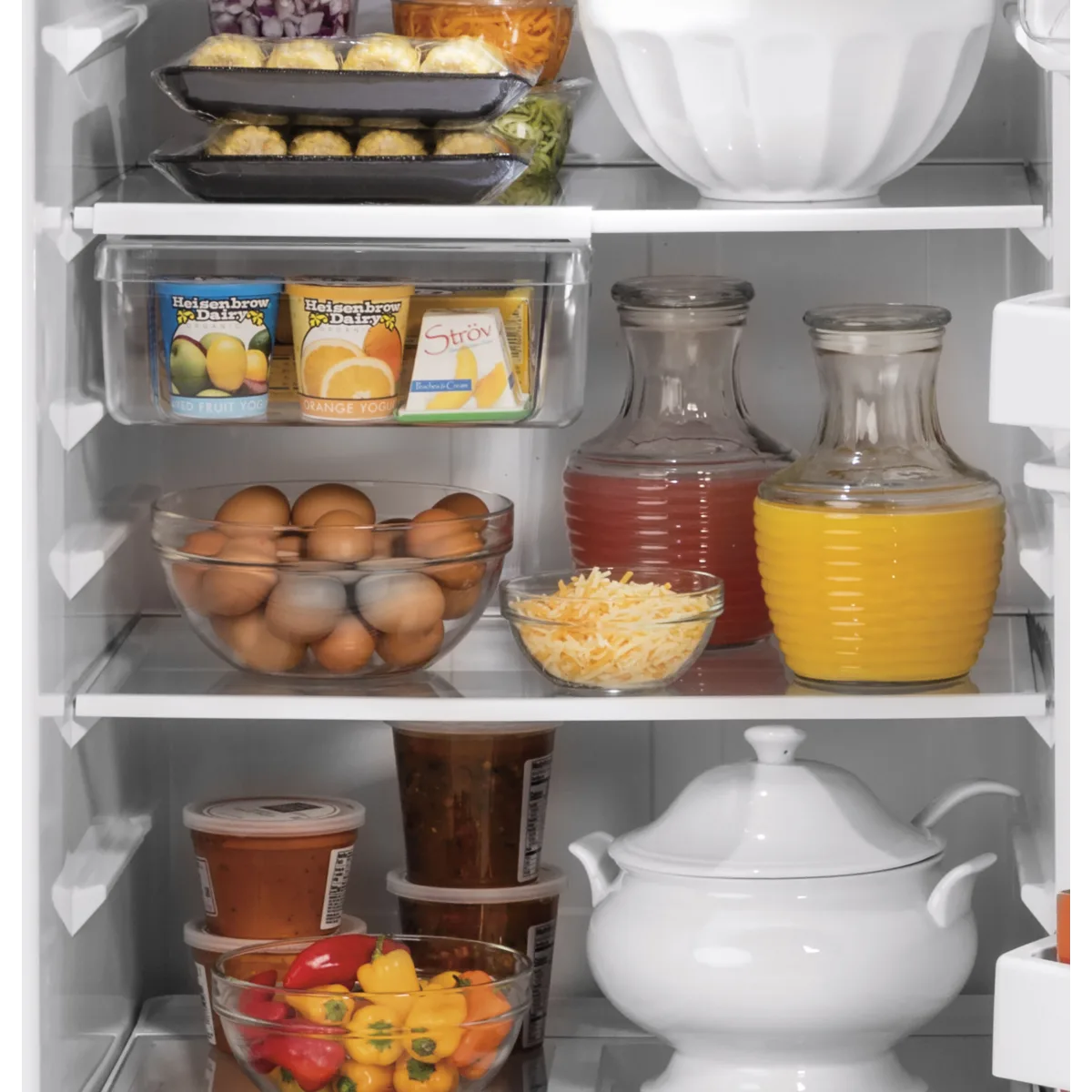 GE - GTS18HYNRFS - 28 Inch Top Freezer Refrigerator with 17.5 Cu. Ft. Capacity, Edge-To-Edge Glass Shelves, Sliding Deli Drawer, Gallon Door Bin, Dairy Compartment, LED Lighting, Upfront Temperature Controls, Sabbath Mode, Frost Free, and Icemaker-Ready