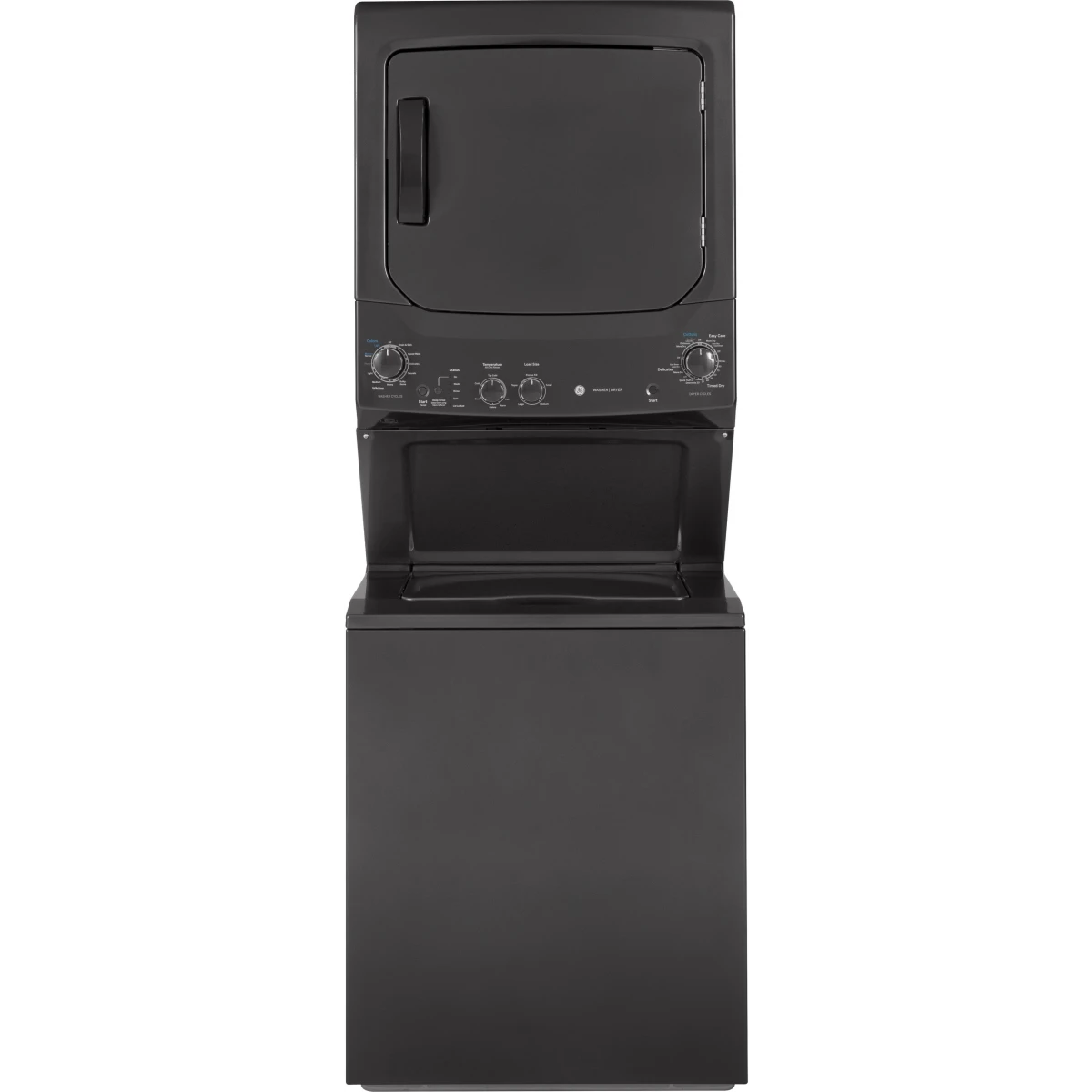 GE Spacemaker - GUD27ESPMDG - 27 Inch Electric Laundry Center with Auto-load Sensing, Cycle Status Lights, Rotary Controls, 11 Wash Cycles, 6 Wash/Rinse Temperatures and 800 RPM: Black