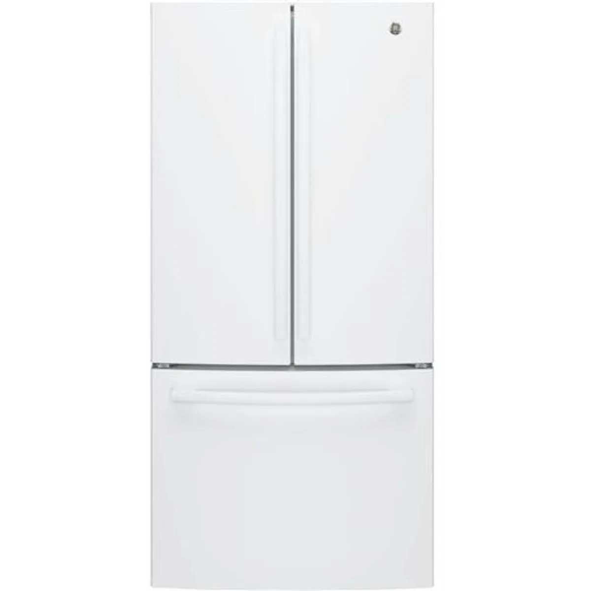 GE - GWE19JGLWW - 33 Inch Counter Depth French Door Refrigerator with 18.6 cu. ft. Capacity, Spill-Proof Shelves, Humidity-Controlled Drawers, Quick Space Shelf, Shabbos Mode, Icemaker, Internal Water Dispenser, Advanced Water Filtration