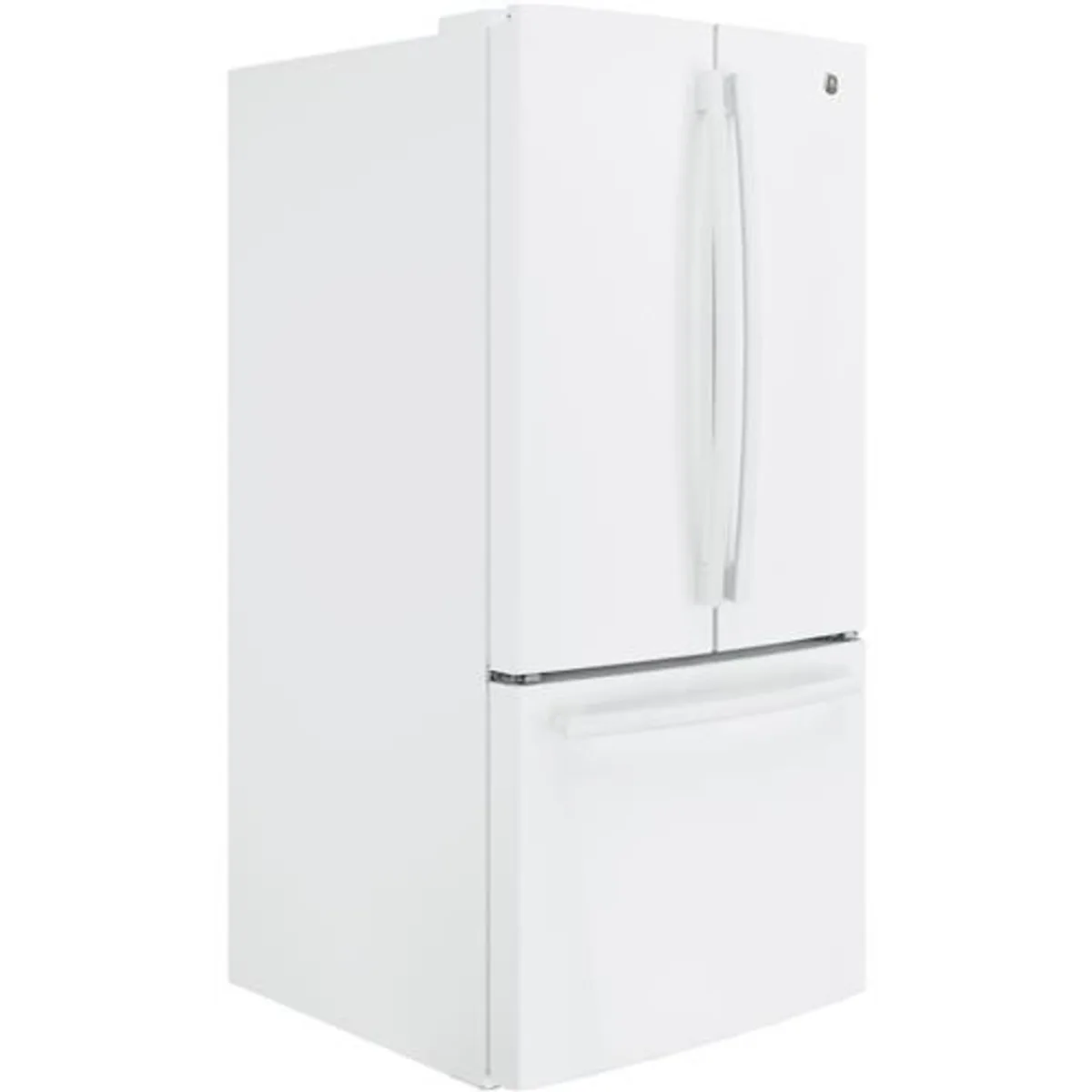 GE - GWE19JGLWW - 33 Inch Counter Depth French Door Refrigerator with 18.6 cu. ft. Capacity, Spill-Proof Shelves, Humidity-Controlled Drawers, Quick Space Shelf, Shabbos Mode, Icemaker, Internal Water Dispenser, Advanced Water Filtration