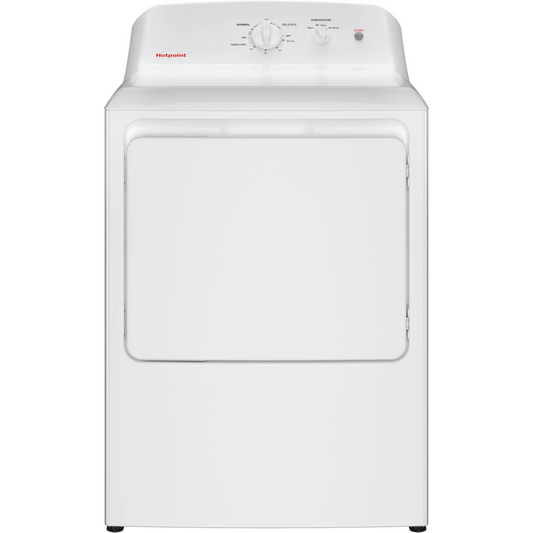 Hotpoint - HTX26EASWWW - 27 Inch Top Load Electric Dryer with 6.2 cu ft Capacity, Auto Dry, Powerful Venting, Large Diffuser, Aluminized Drum, Removable Upfront Lint Filter and Reversible Dryer Door