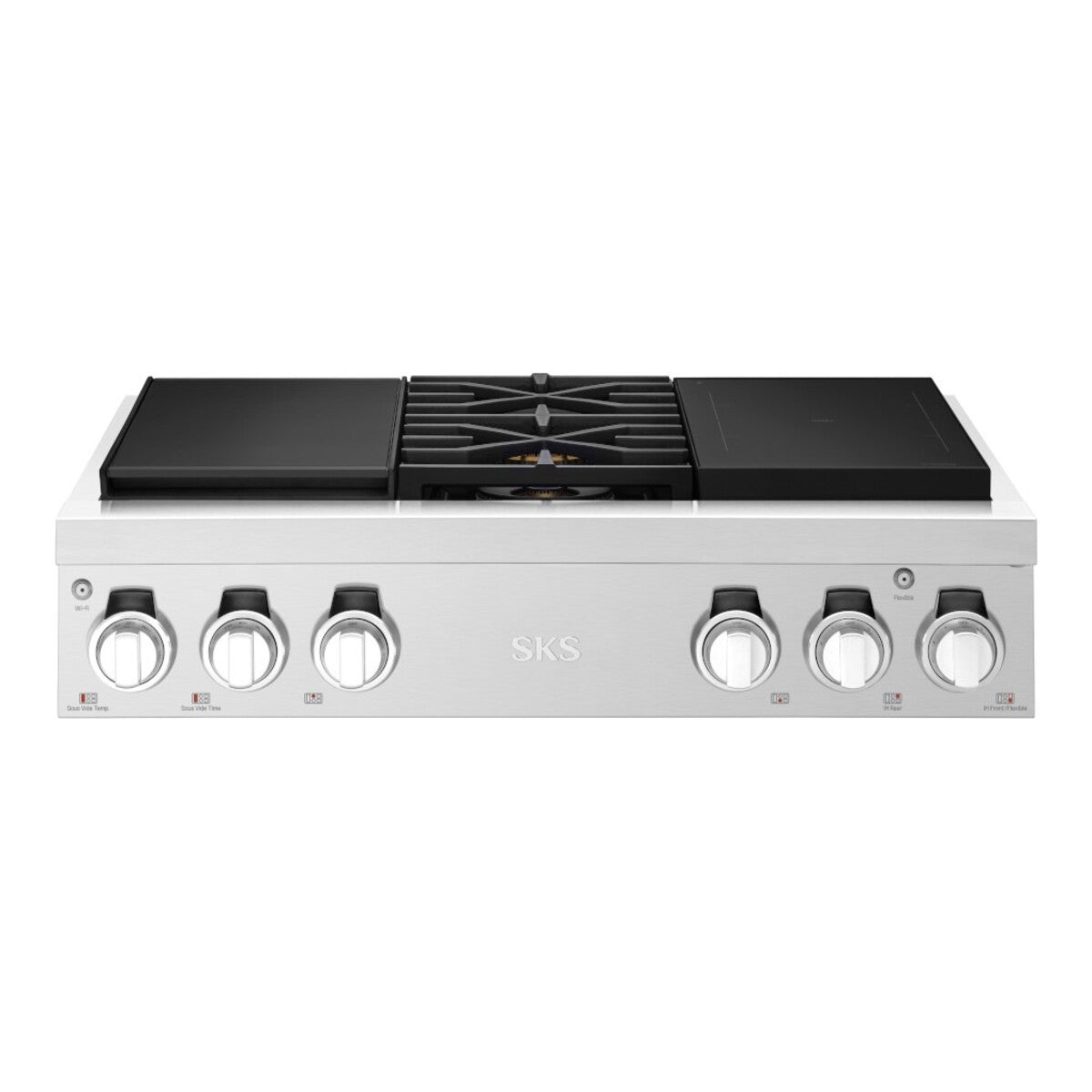 SKS SKSRT360SIS 36" Dual-Fuel Pro Rangetop with Sous Vide and Induction, Stainless Steel