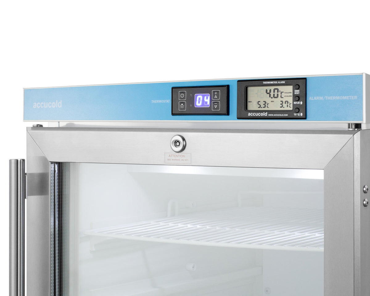 Summit ACR46GL 20" 2.65 cu. ft. Built-In Pharmacy All-Refrigerator, ADA Compliant, Glass/Stainless Steel