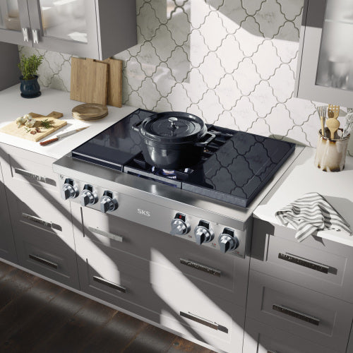 SKS SKSRT360SIS 36" Dual-Fuel Pro Rangetop with Sous Vide and Induction, Stainless Steel