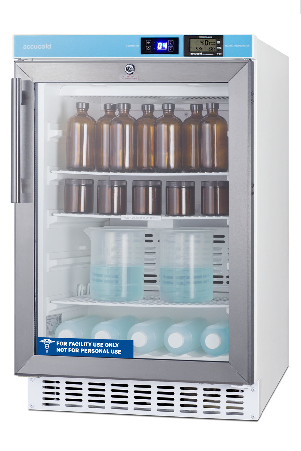 Summit ACR46GL 20" 2.65 cu. ft. Built-In Pharmacy All-Refrigerator, ADA Compliant, Glass/Stainless Steel