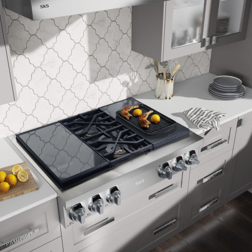 SKS SKSRT360SIS 36" Dual-Fuel Pro Rangetop with Sous Vide and Induction, Stainless Steel