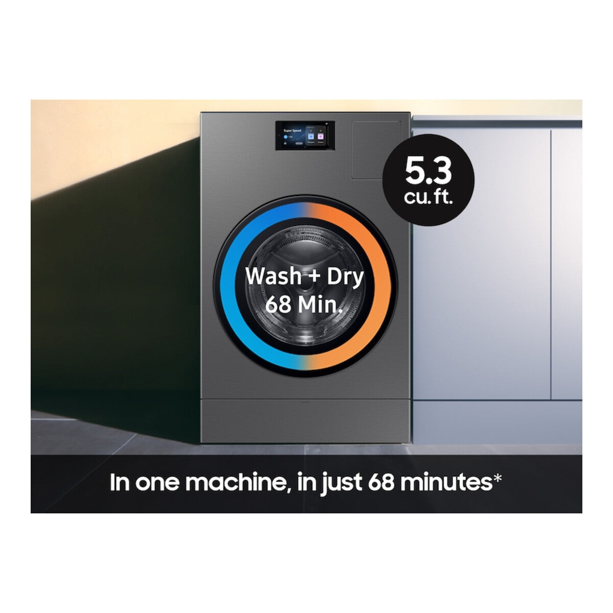 Samsung WD90F53AVS 27" 5.3 cu. ft. Bespoke AI All-in-One Vented Combo AI Home 7" LCD Display AI OptiWash™ and Dry, Dark Steel