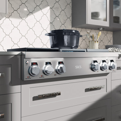 SKS SKSRT360SIS 36" Dual-Fuel Pro Rangetop with Sous Vide and Induction, Stainless Steel